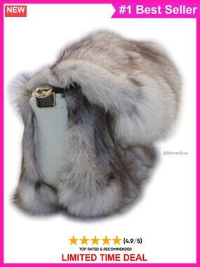 Genuine Fox Fur Flap Shoulder Bag Woven Strap
